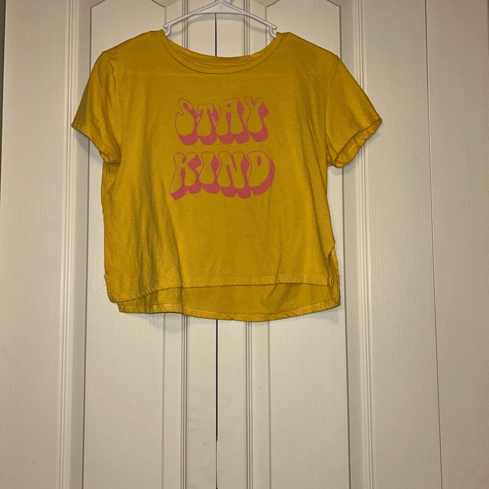 Freeze Yellow and Pink Short Sleeve Cropped Tee